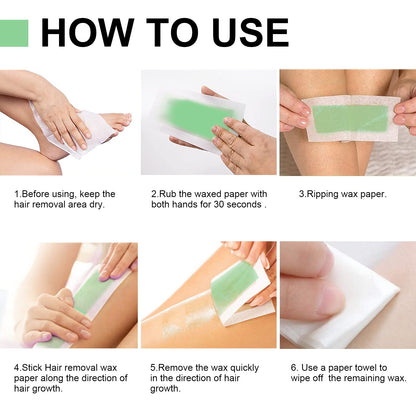 Hair Remove Wax Strips, Gentle Portable Fast Clean Tear Hair Removal Smooth Wax Strips