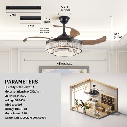 LED Retractable Ceiling Fan