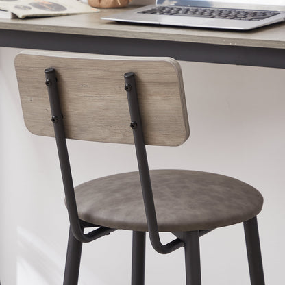 Bar Table Set with 4 Bar stools PU Soft seat with backrest Grey 47.24&
