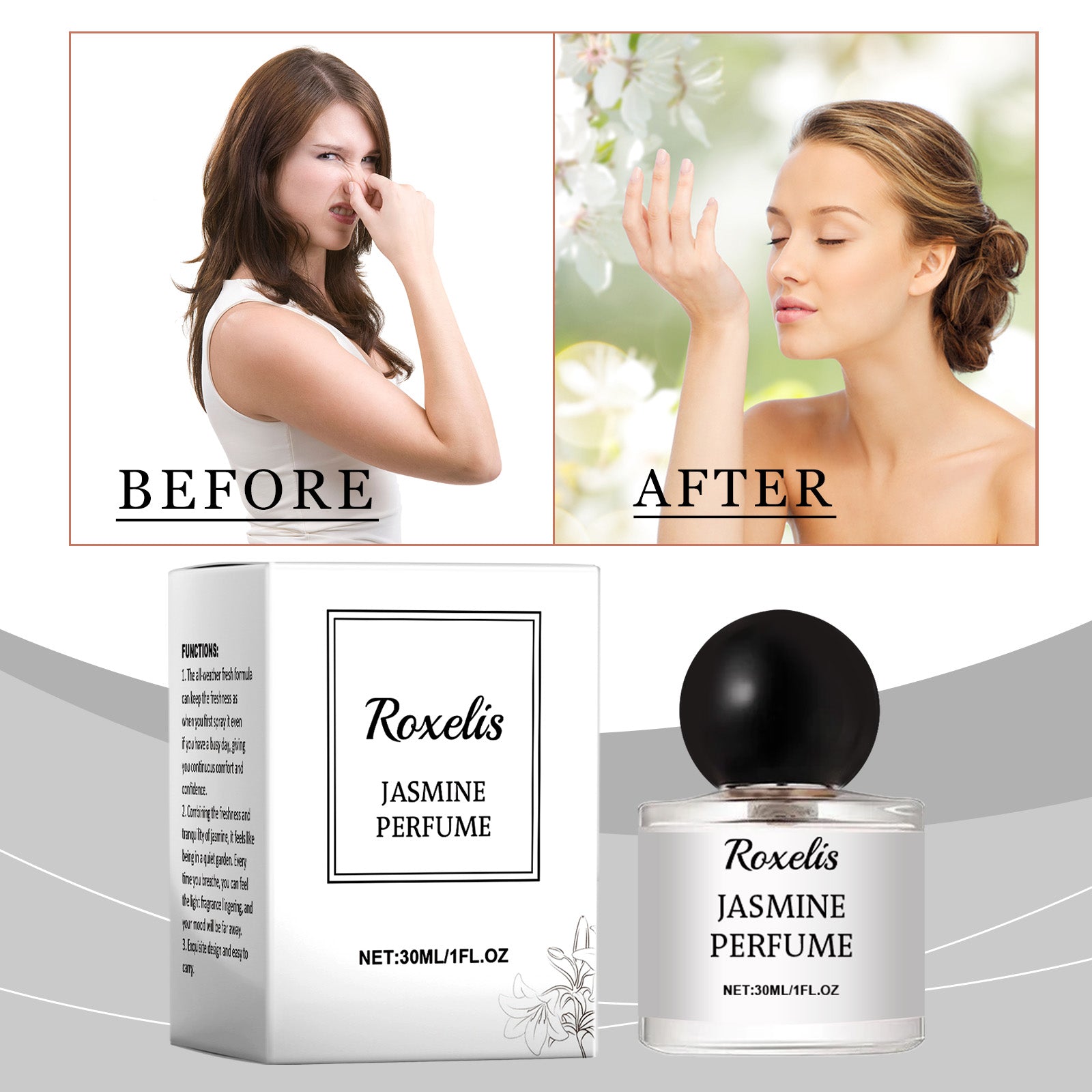 Romantic Pair Of Jasmine Perfume, Light Elegant Exudes Charm Leave Fragrance Fragrance Eau De Toilette Wood Floral Notes