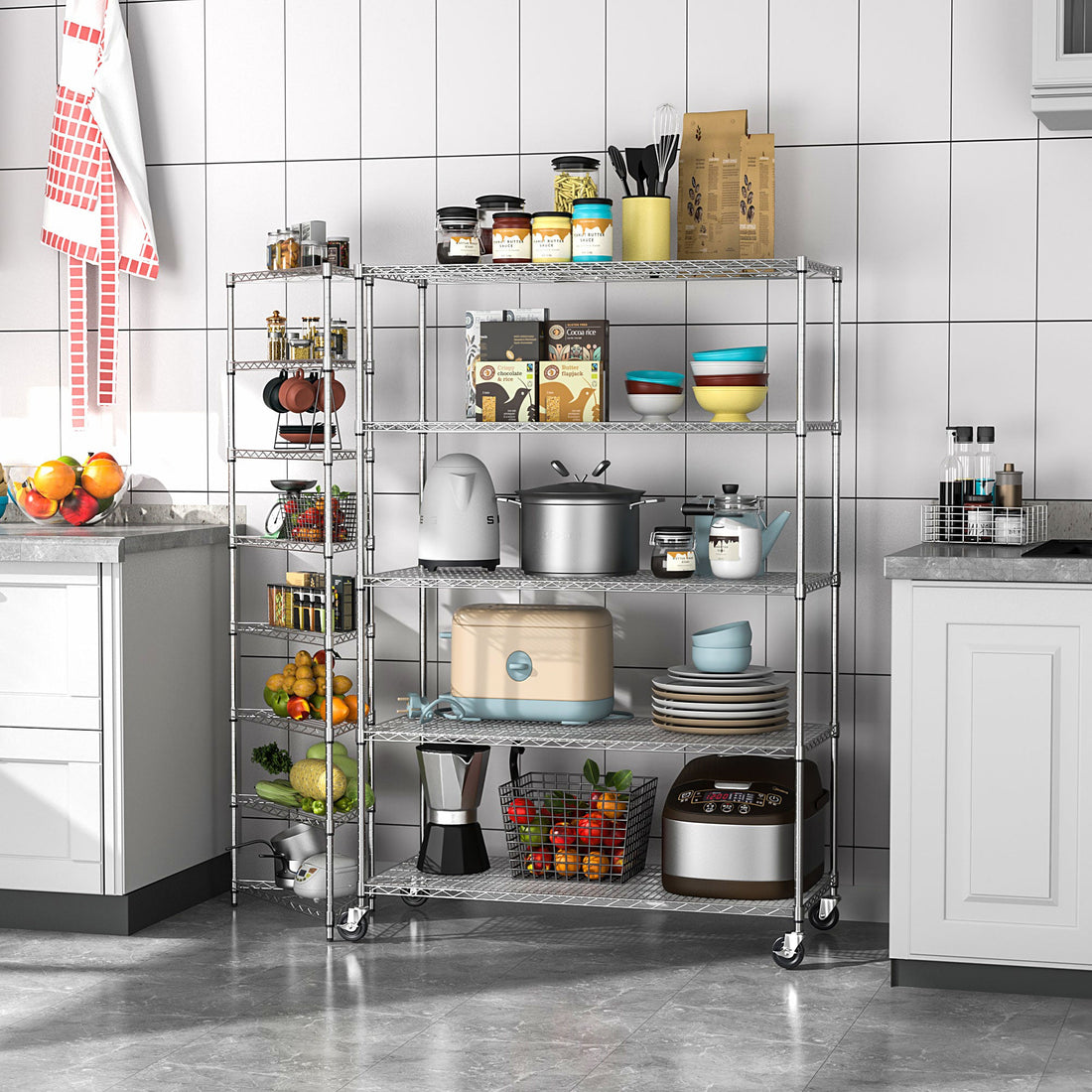 5 Tier 6000lbs Heavy Duty Adjustable Storage Rack Metal Shelf Wire Shelving Unit Chrome