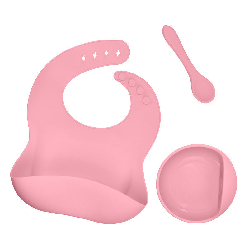 Silicone tableware set baby saliva pocket complementary food bowl children&