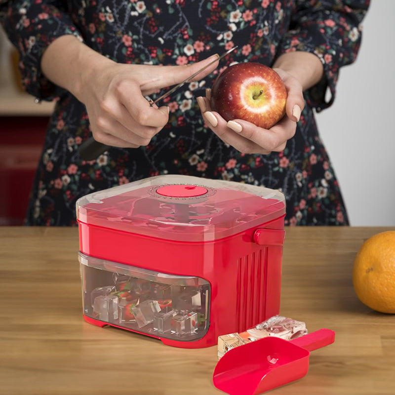 50-grid ice maker with new large capacity - household food-grade plastic double-layer ice storage barrel &amp; ice ball mold set