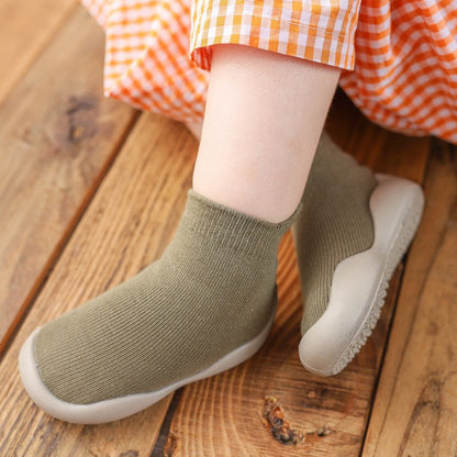 Autumn New Soft Sole Baby Walking Shoes Knitted Embroidered Baby Floor Socks Shoes Avocado Children&