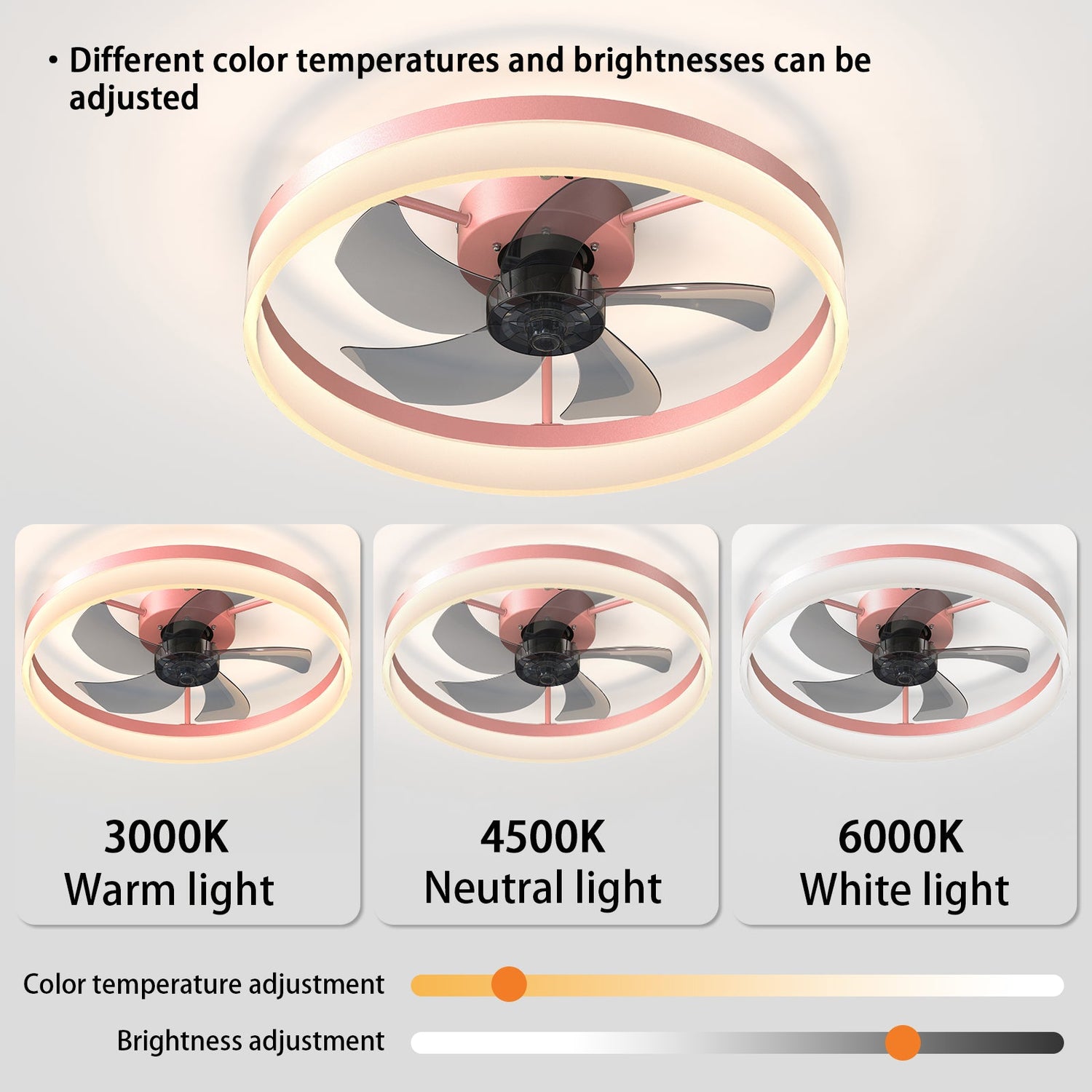 Pink Dimmable LED Ceiling Fan