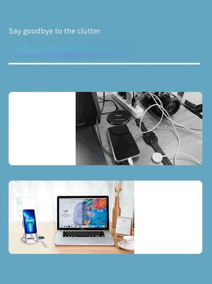 3 IN 1 Desk Magnet Stand 15W Fast Wireless Charger For Apple Watch iPhone 14 13 12 11 Pro Max 13 12 Mini Samsung S23 S22 Qi Base