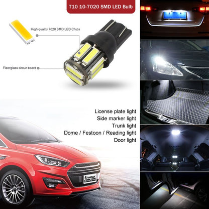 4Pcs W5W 10-7020 SMD Car T10 LED 194 168 Wedge Replacement Reverse Instrument Panel Lamp White Blue Bulbs For Clearance Lights