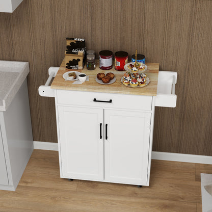 Kitchen island rolling trolley cart with 1 drawer &amp; 2 doors with storage racks &amp; Adjustable Shelves &amp; towel rack