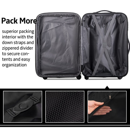 Blue 3 Piece Luggage Set Hardside Spinner Suitcase with TSA Lock 20" 24&