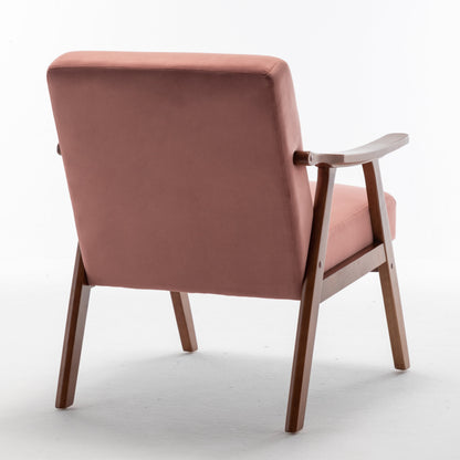 Mid-Century Modern Chair, Living Room Chair with Solid Wood Frame, Accent Chair Extra-Thick Backrest, Wingback Chair for Bedroom