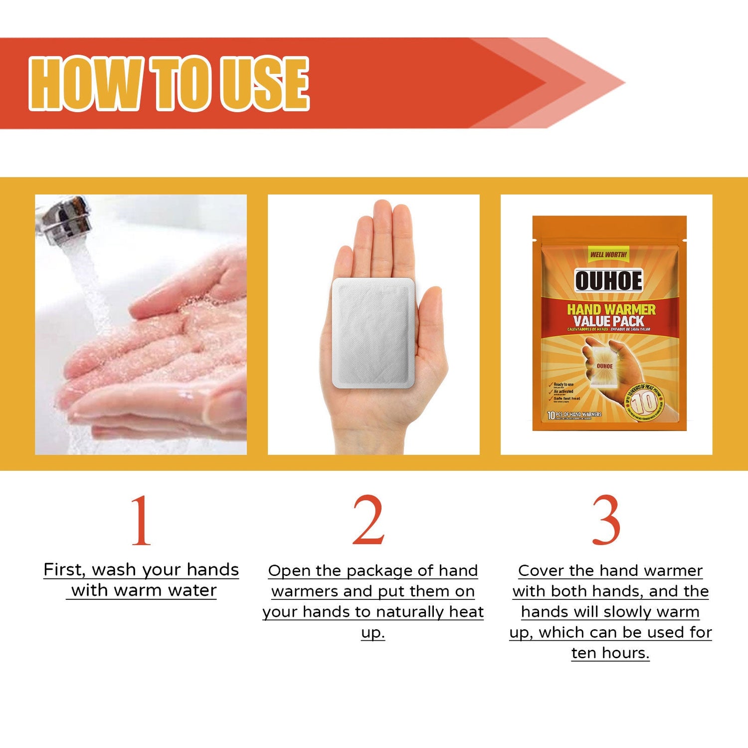 Hand Warmer Value Pack, Portable Warm Disposable Heating Baby Paste Winter Cold