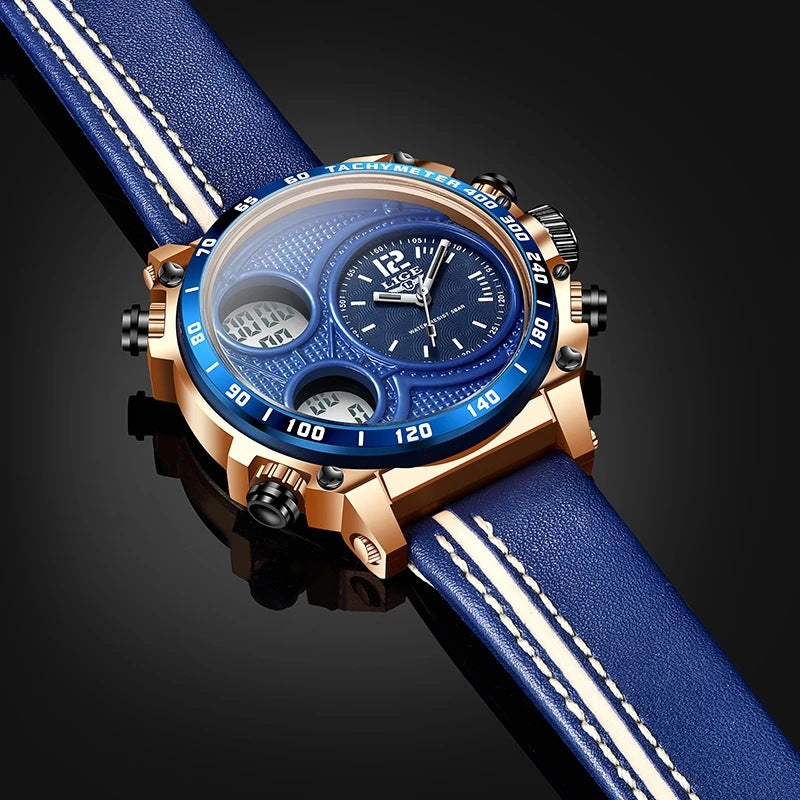 Lige Business Electronic Watch Dual Display Multi Function Low Cost Watch Men&