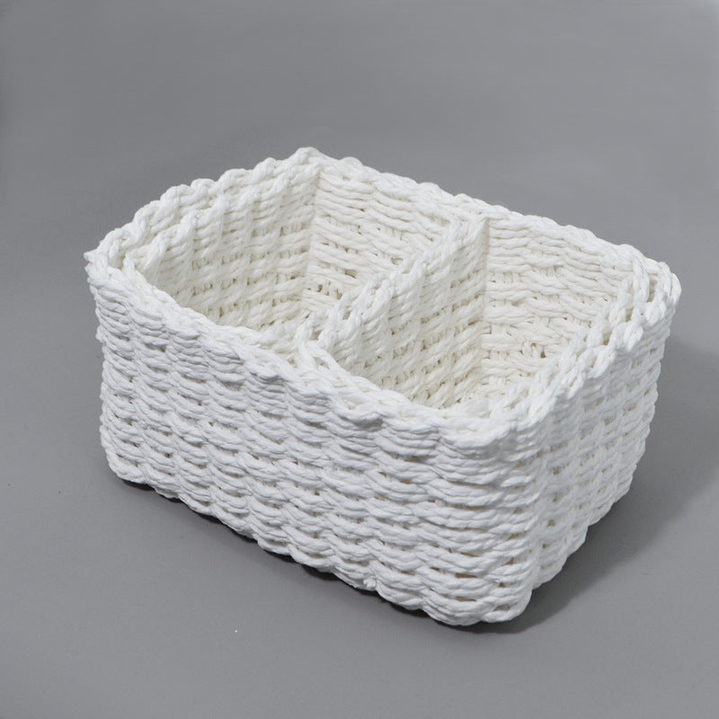 3-Piece Handmade Straw-Woven Paper-Rope Storage Baskets (Decorative &amp; Office Use)