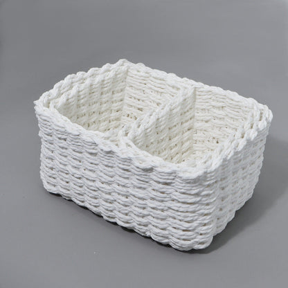 3-Piece Handmade Straw-Woven Paper-Rope Storage Baskets (Decorative &amp; Office Use)