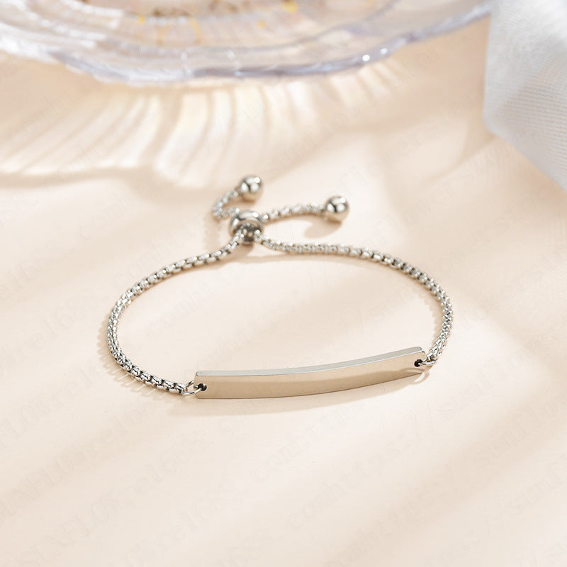Stainless steel personalized engraved three color curved bracelet simple and personalized women&