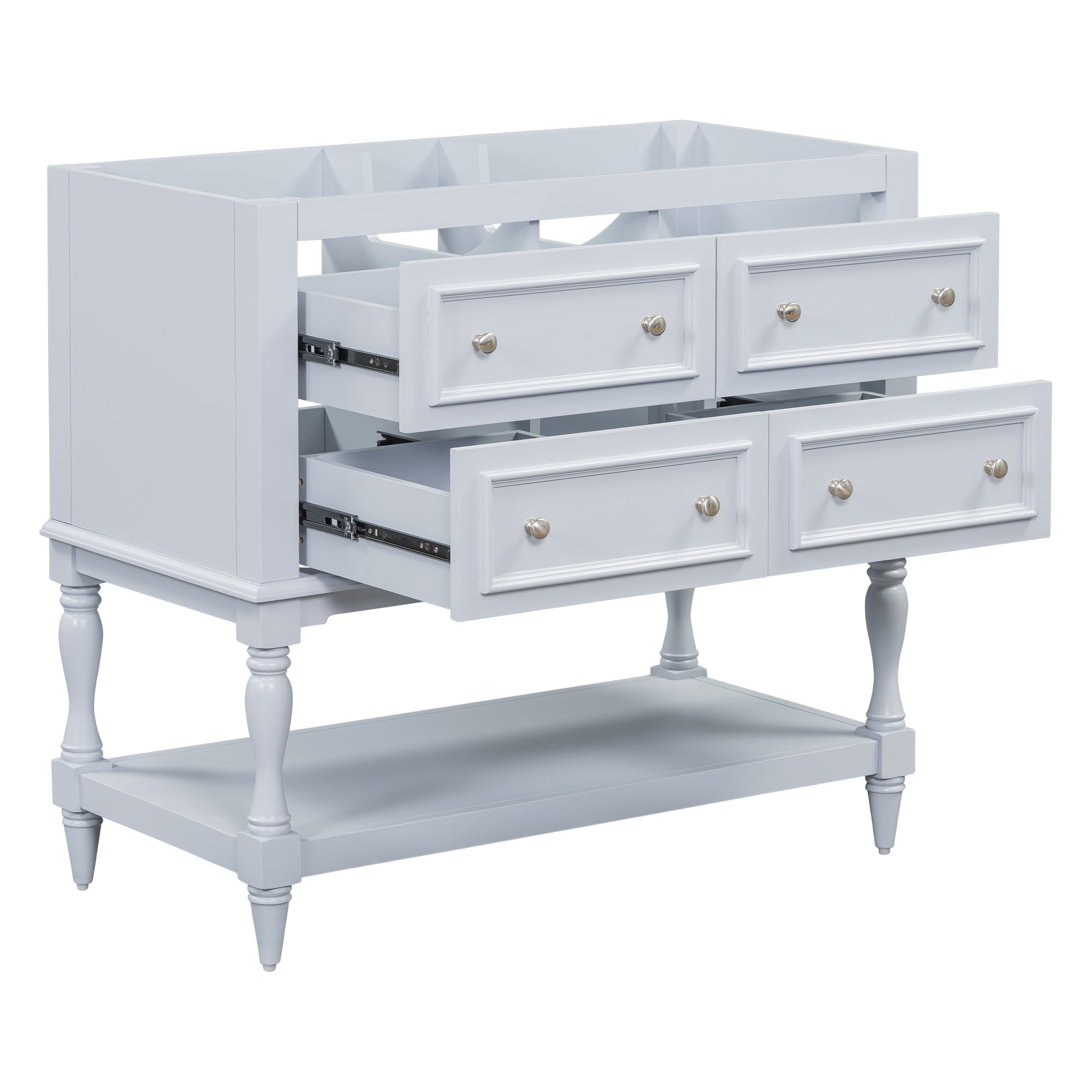 36" Bathroom Vanity Cabinet without Sink Standing Vanity Set with 4 Drawers&amp; Soft Closing Doors Blue (NOT INCLUDE BASIN SINK)