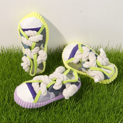 Durable Dog Toy Slippers for Self-Entertainment and Teeth Cleaning with Cotton Rope for Pet Dogs