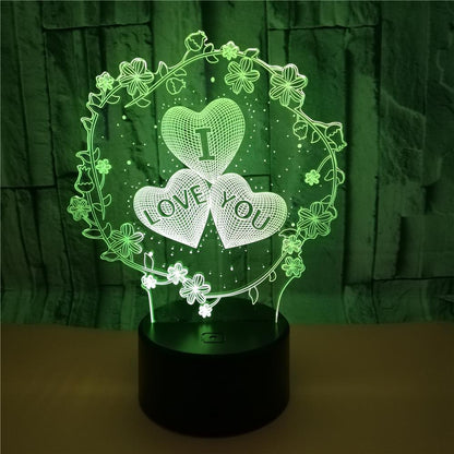 3D Lamp Pattern I LOVE YOU Valentine&