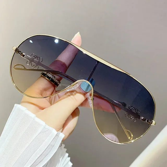 Metal one-piece sunglasses, one-piece large-frame sports goggles, cycling windproof sunglasses, men&