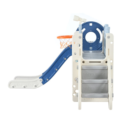 10-1 Toddler Slide Set,Kids Slide for Toddlers Ages 1+, Basketball Hoop Pirate Ship Themed Slide with Ship Head Indoor&amp; Outdoor