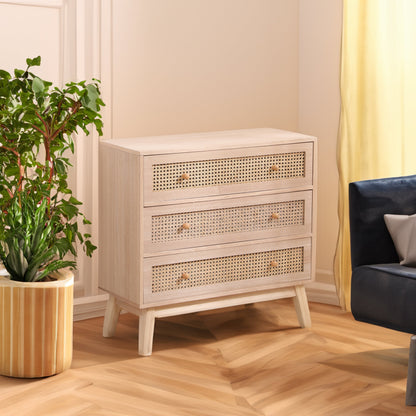 31.5 "3-Drawers Rattan Storage Cabinet Rattan Drawer,for Bedroom,Living Room,Natural