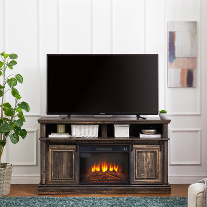 Entertainment console multifunctional sliding door cabinet with 23 inch fireplace 58.11 &