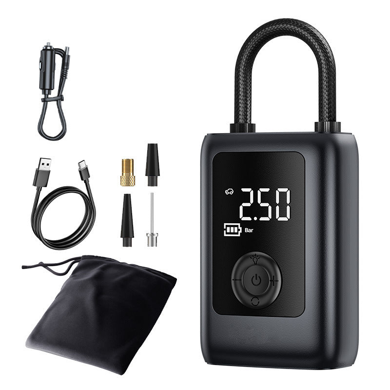 150PSI Rechargeable Electric Tire Pump with Light &amp; LCD: for cars, bikes