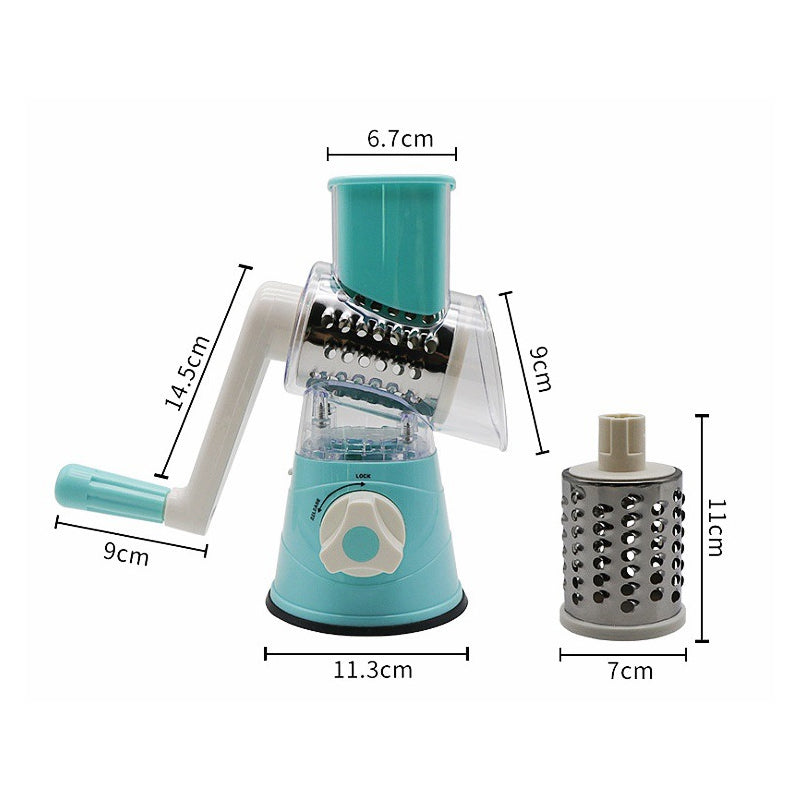 5-in-1 Cheese Grater: Gourmet, Rotary with Hand Crank, 10 Blades (3 Blades-C), for Cheese &amp; Vegetable Slicing.