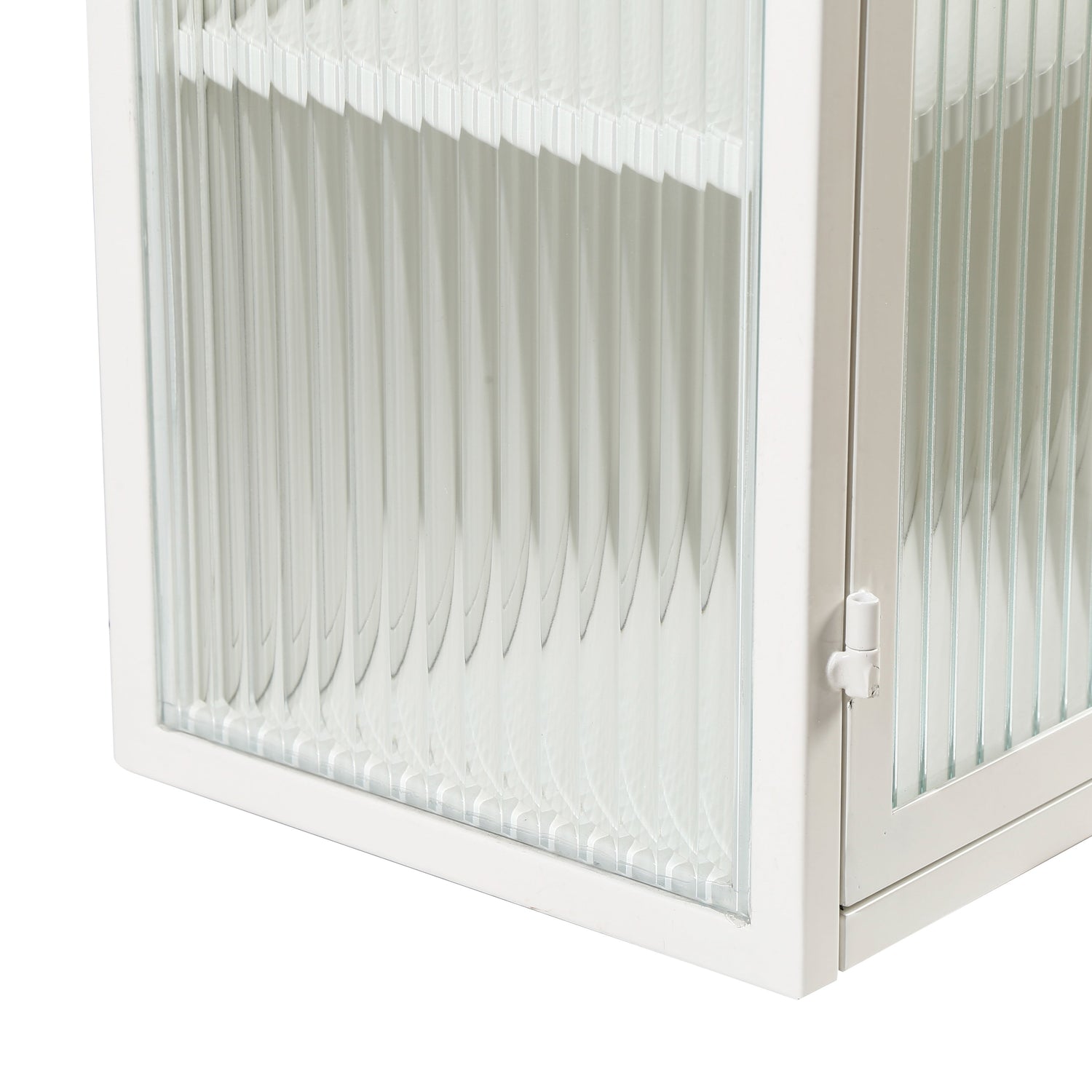 27.56"Glass Doors Modern Two-door Wall Cabinet with Featuring Three-tier White