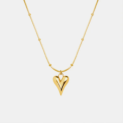 Fashionable and minimalist heart-shaped necklace with titanium steel plated 18K real gold necklace