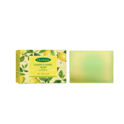 Lemon Refreshing Basil Soap Gently Cleanses Skin, Refreshing Pores, Tender Body Soap For Refreshing Bath