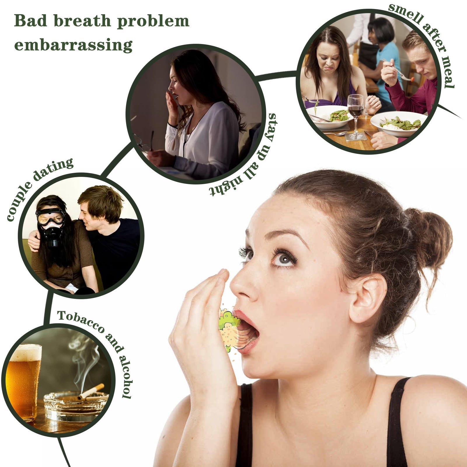 Breath Fresher, Retain Fragrance Remove Odor Portable Minty Breath Freshening Spray