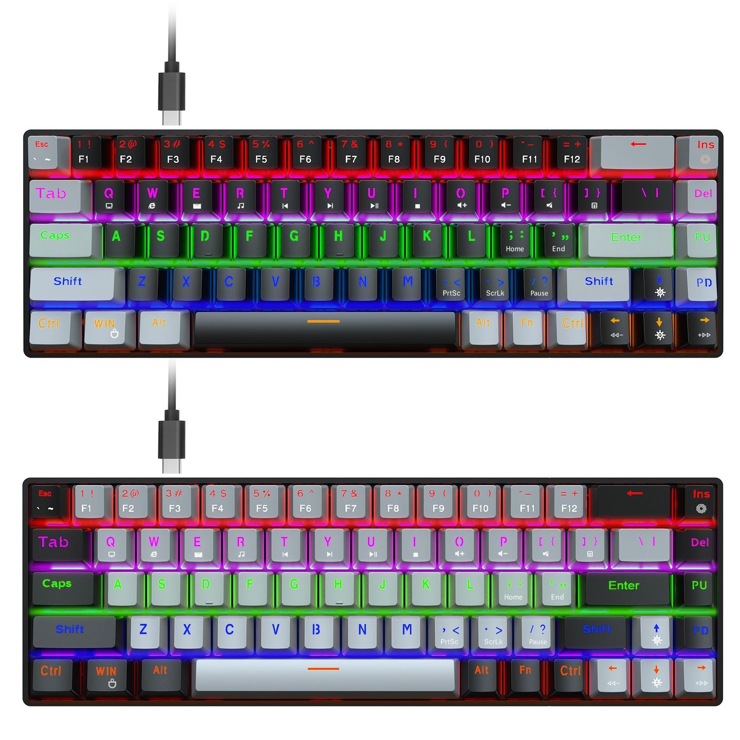 New 68 key RGB luminous esports game with blue and red axis mechanical keyboard laptop MAC 60%