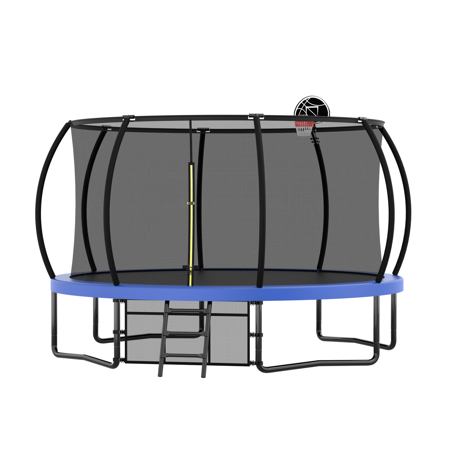 12FT Recreational Kids Trampoline with Safety Enclosure Net &amp; Ladder, Outdoor Recreational Trampolines