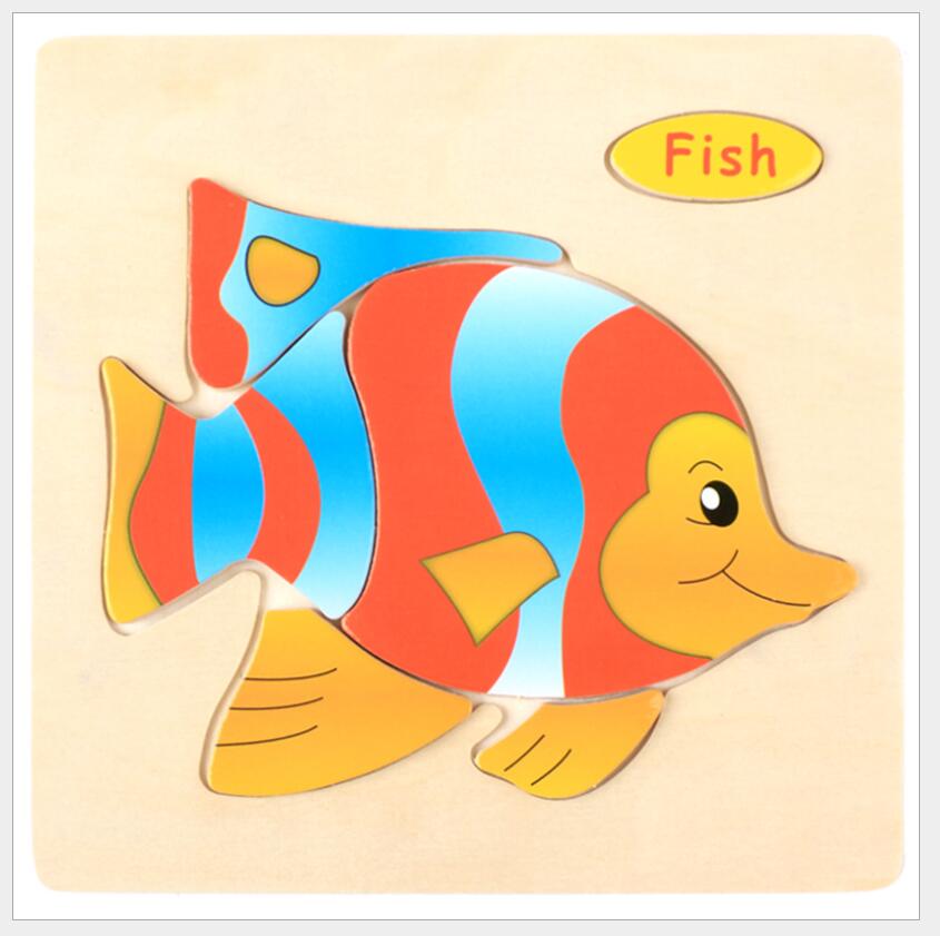 3D Puzzle Wooden Toys For Children Cartoon Animal Vehicle Wood Jigsaw Kids Baby Early Educational Learning Toy 