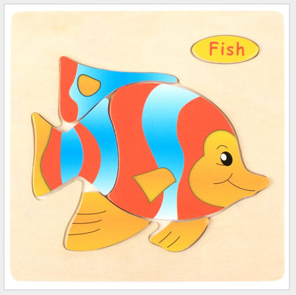 3D Puzzle Wooden Toys For Children Cartoon Animal Vehicle Wood Jigsaw Kids Baby Early Educational Learning Toy 