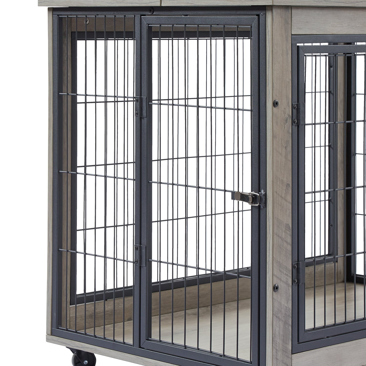 Furniture Dog Cage Crate with Double Doors on Casters. Grey, 31.50&