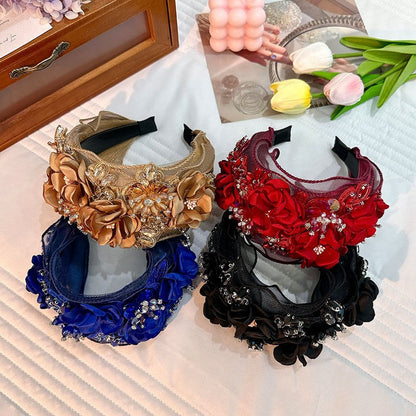 Fabric Flower Heavy Industry Wide Edge Crystal Super Immortal Women&