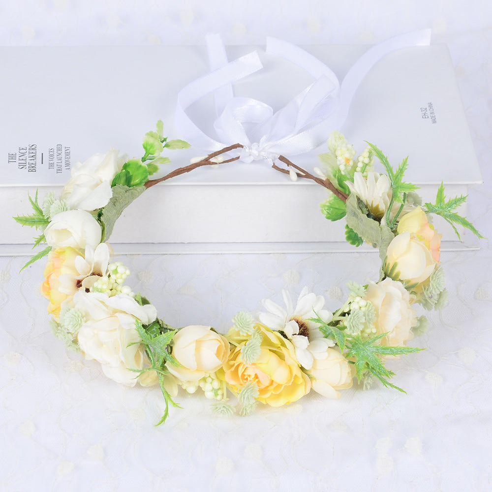 Bridal Fairy Flower Wreath Fabric Flower Starry Sky Headwear Children&
