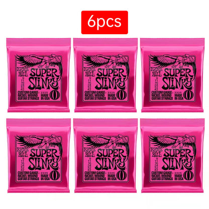 6 sets of Ernie Ball Slinky guitar strings (models 2003, 2215, 2223, 2221, nickel - wound) for electric &amp; acoustic guitars