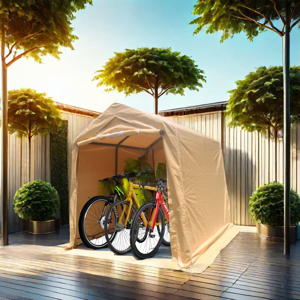 7x12ft Outdoor Portable Gazebo Storage Shelter Shed with 2 Roll up Zipper Doors &amp; Vents Carport
