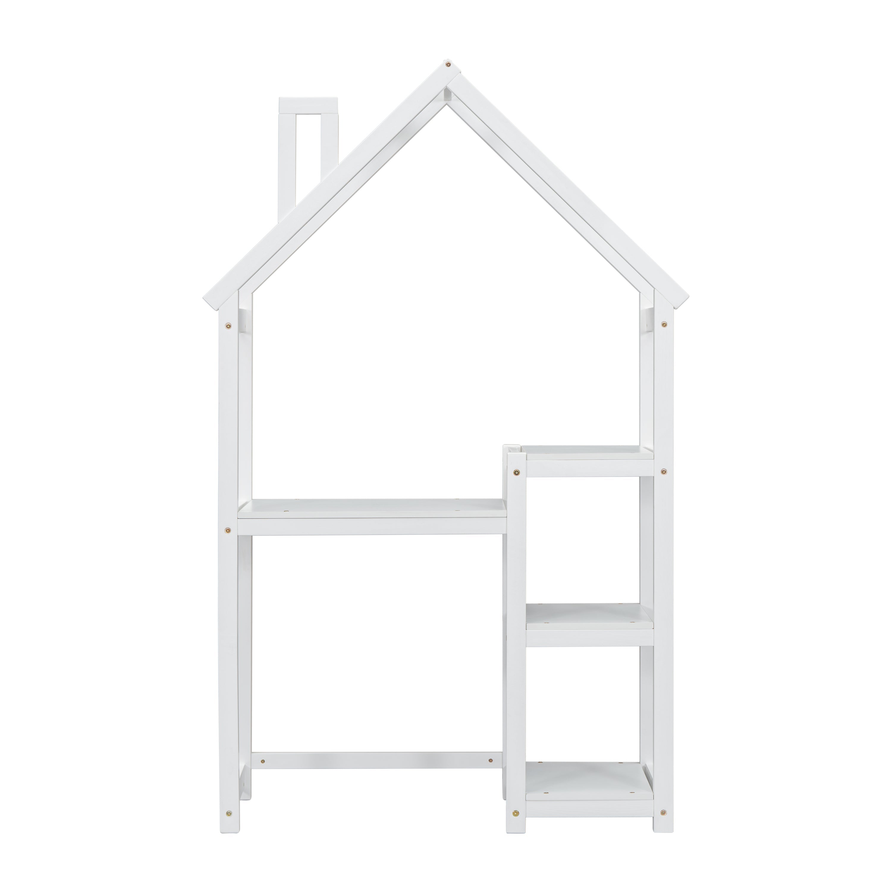 House-shaped Wooden writing Desk,Kids study Table,Bookshelf &amp; Toy Storage,White