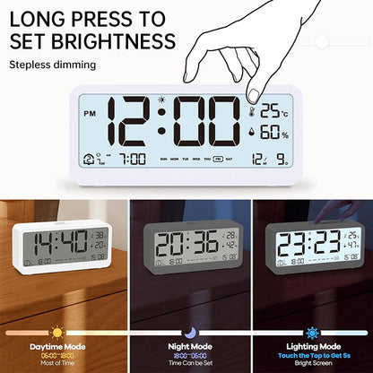 Multifunctional Digital Clock: Adjustable LED Brightness, Temp &amp; Humidity Display, Dual - Mode Alarm, for Bedside or Desk