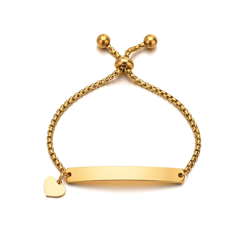 Stainless steel personalized engraved three color curved bracelet simple and personalized women&