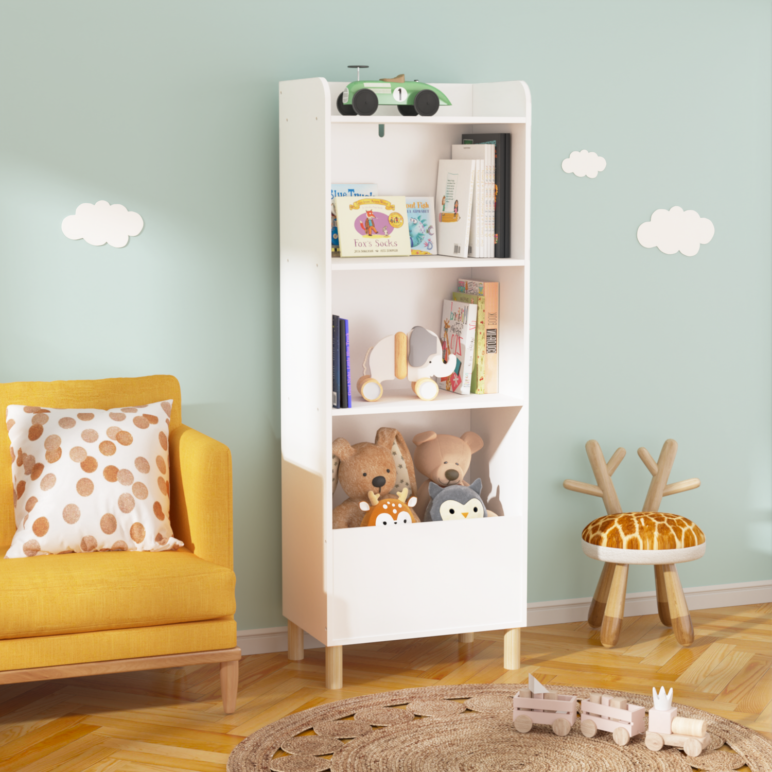 Kids 4-Tier Bookcase Children&
