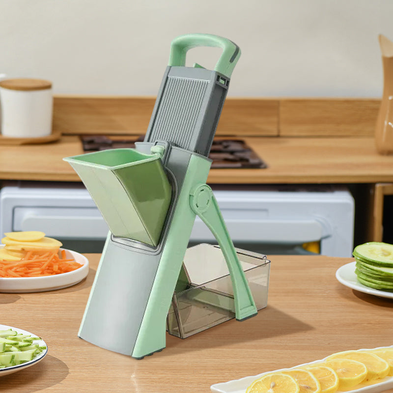 Multifunctional veggie &amp; fruit slicer-grater. Chop, grate, slice potatoes efficiently. Ideal kitchen tool.