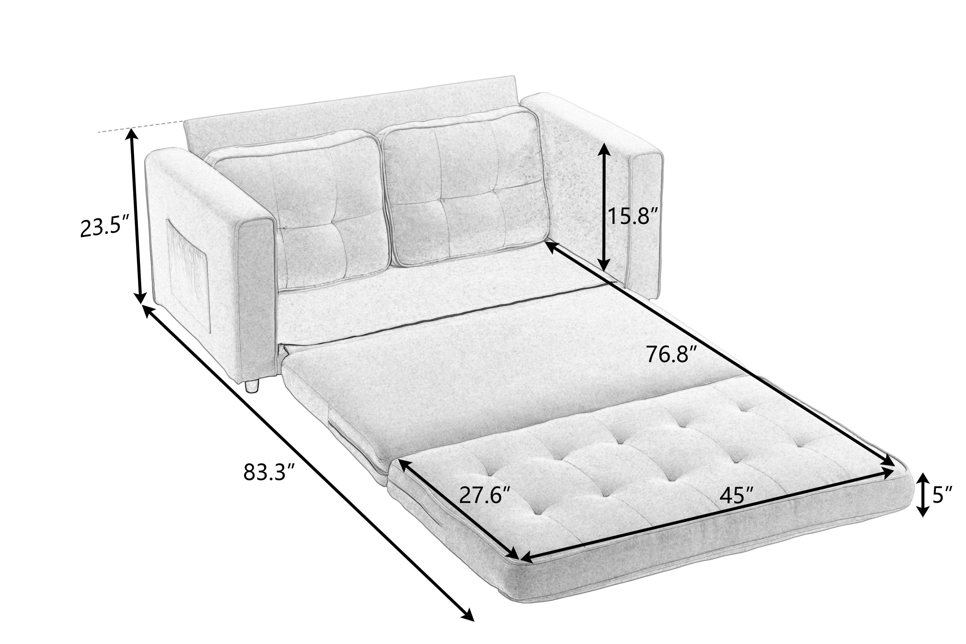 3 Fold Sofa Convertible Futon Couch sleeper sofabed Space saving loveseat Dark Gray &amp; Light Gray &amp; Beige