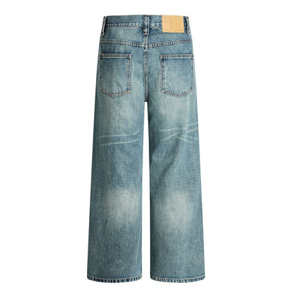 Hole-Washed Denim Long Pants Men&