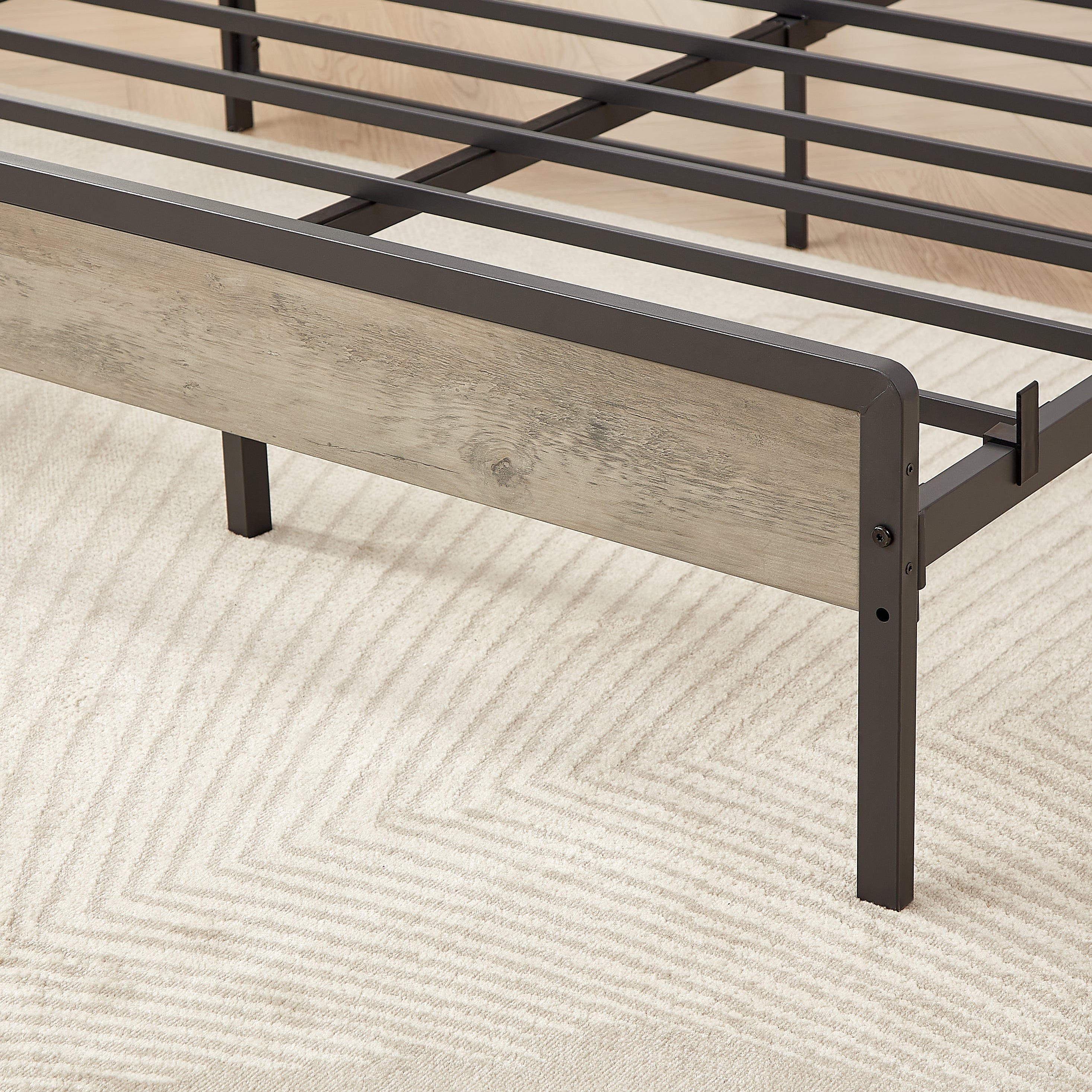 Bed frame with charging station full size, Grey, 83.1&
