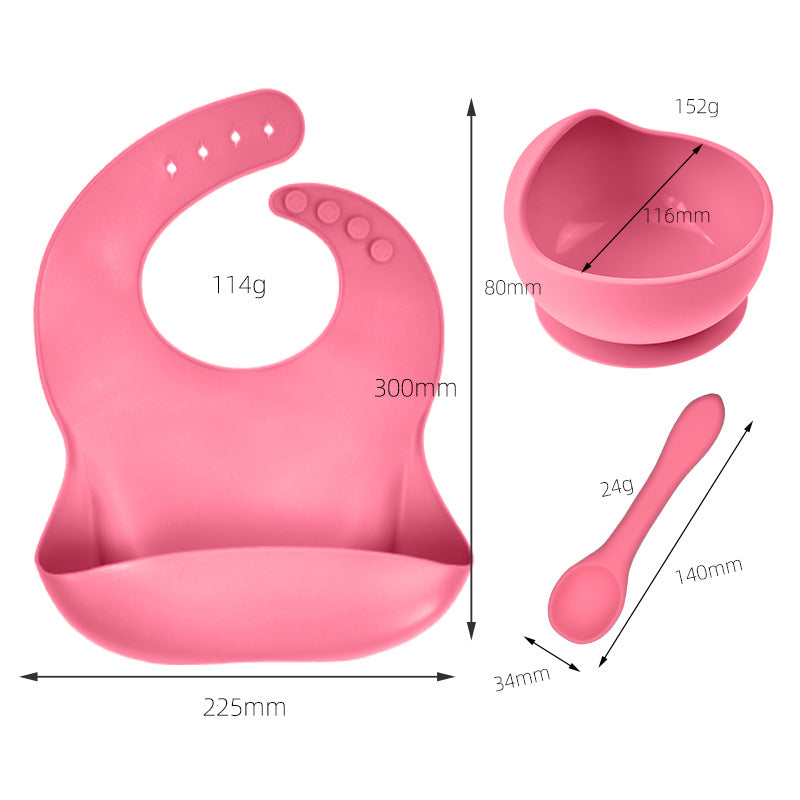 Silicone tableware set baby saliva pocket complementary food bowl children&